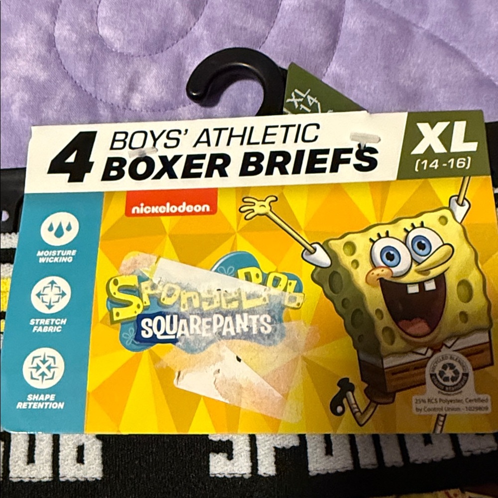 SpongeBob SquarePants Yellow and Black Kids Boxer Briefs - Picture 2 of 8